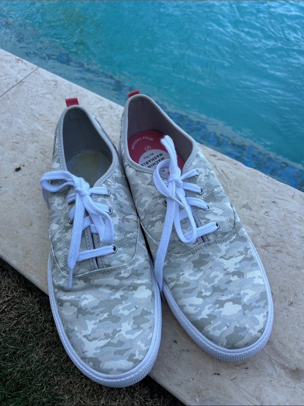 EUC Light Beige Camo Canvas Sneakers